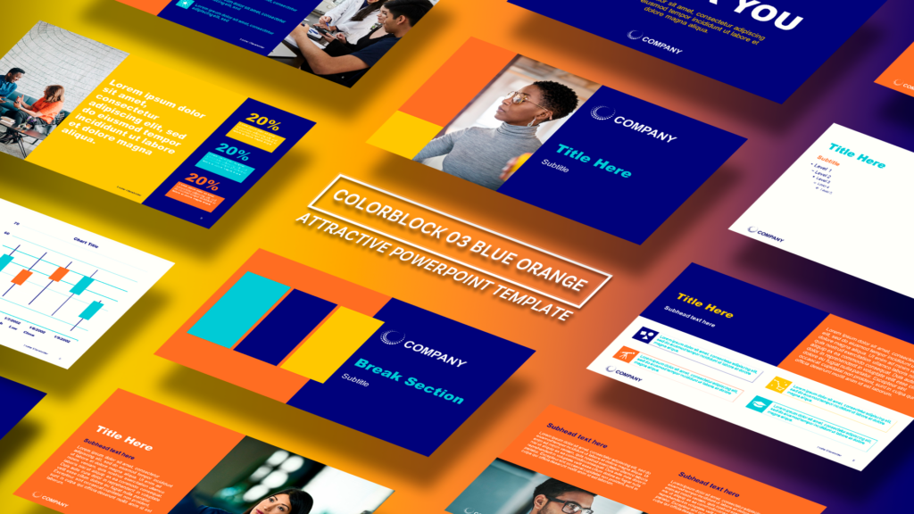 Colorblock PowerPoint Template 03 - Ruby + Citrine